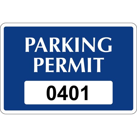 Lustre-Cal Static Cling Parking Permit Dark Blue 3in x 2in  Serialized 401-450, 50PK 253442SCL1Bd0401